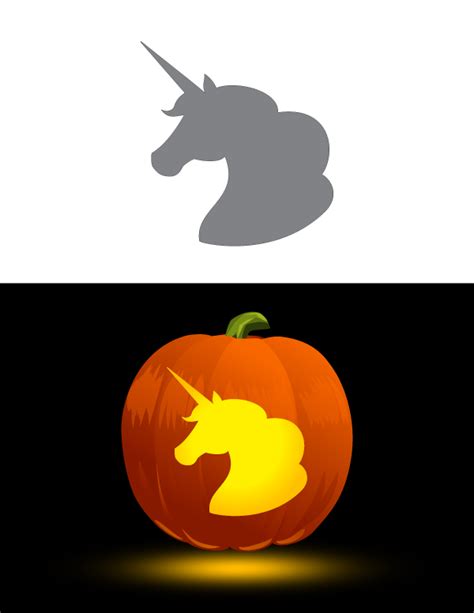 Unicorn Head Pumpkin Stencil Printable