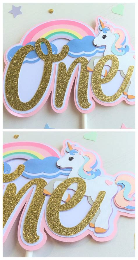 Unicorn One Cake Topper Printable
