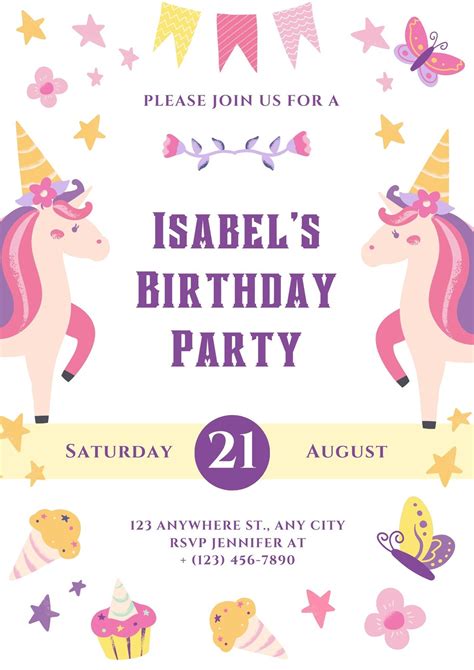 Unicorn Party Invitations Free Printable