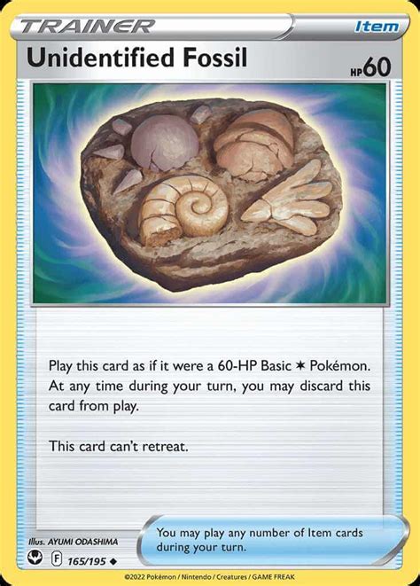 unidentified fossil pokemon card