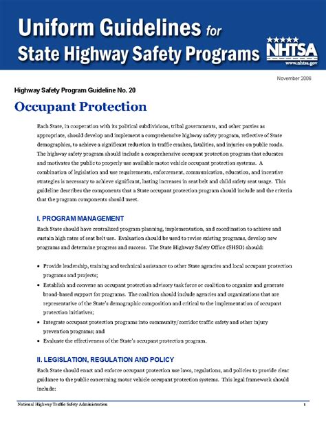 Uniform Guidelines Nhtsa