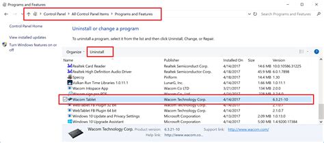 uninstall wacom drivers windows 10