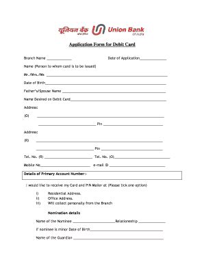 union bank debit card application form