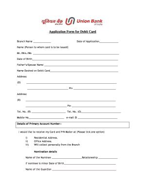 union bank debit card application form pdf