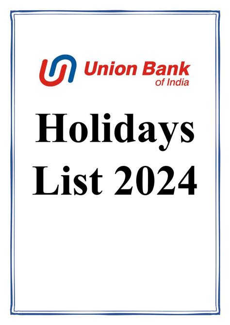 union bank holiday home list