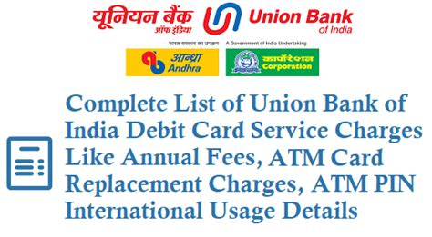 union bank of india atm card charges