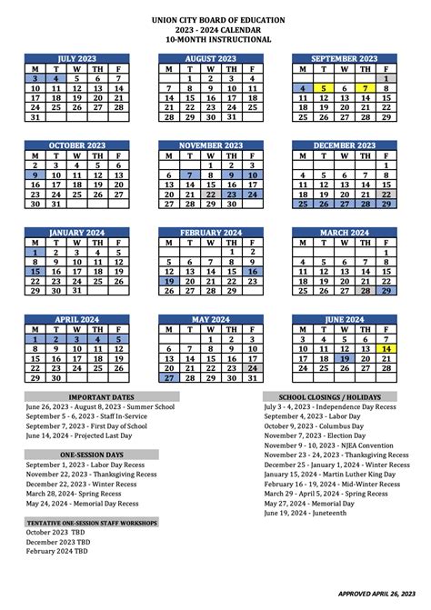 union city indiana school calendar