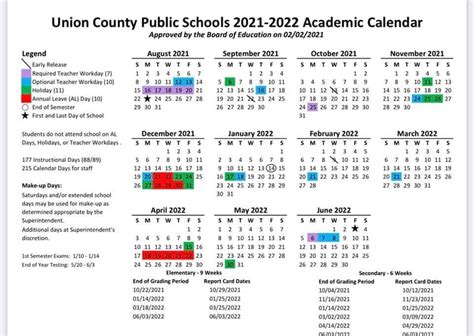 union county nc school calendar 2022 2023