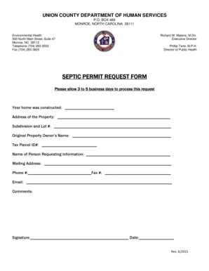 union county nc septic permit