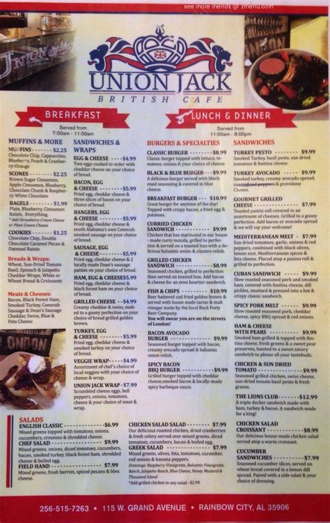 union jack pub and restaurant menu