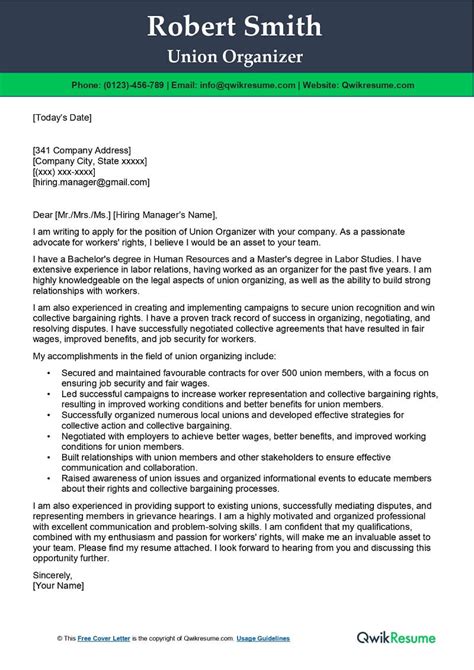 Union Organizers Examples