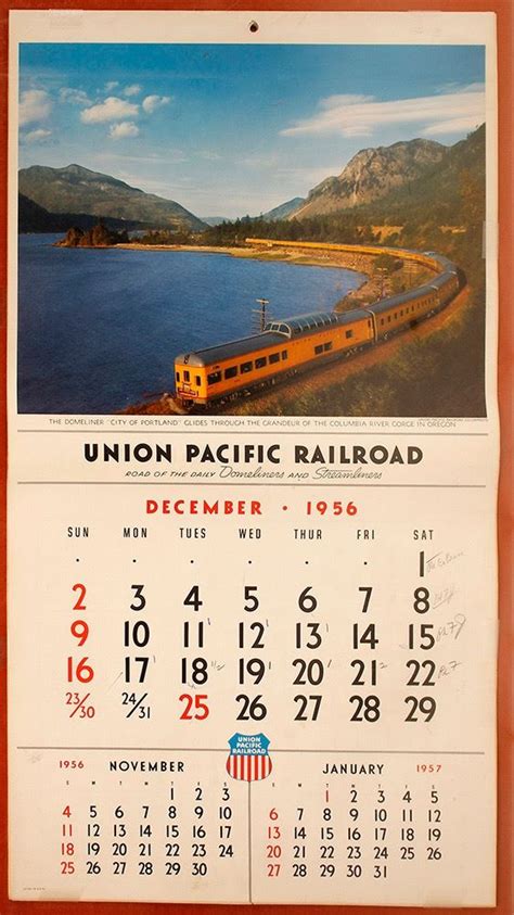 union pacific railroad calendars retirees