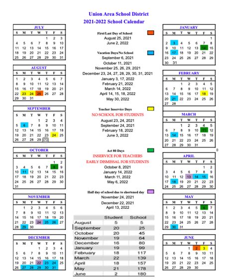 union public schools calendar