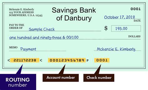 union savings bank routing number danbury
