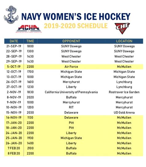 union women's hockey schedule