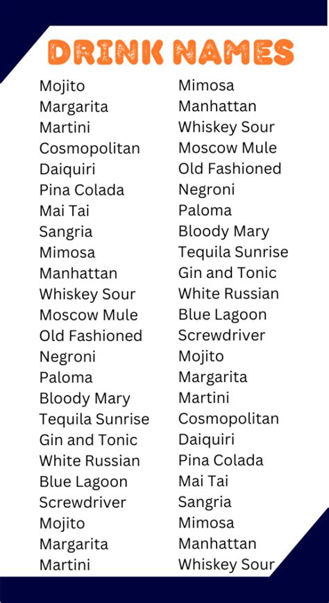 Unique Bar Drink Names