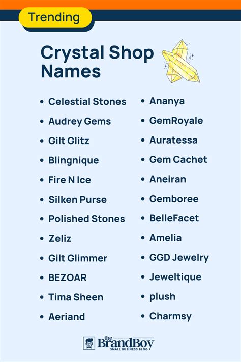 Unique Crystal Shop Names