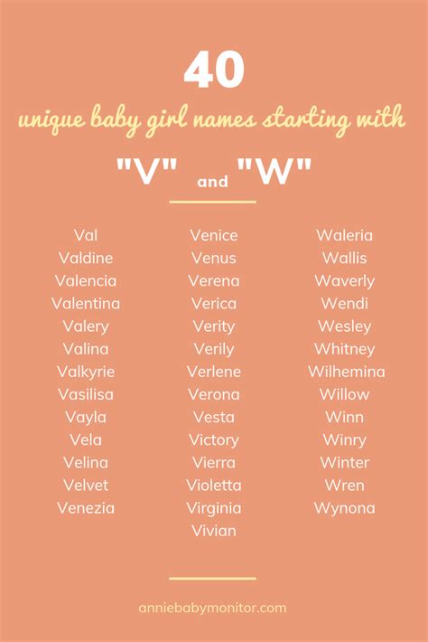 unique girl names starting with v