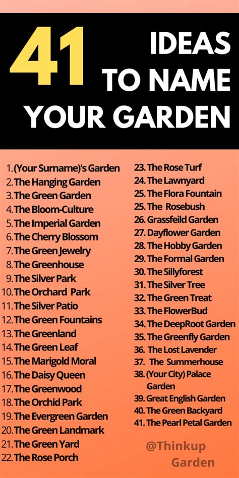 Unique Name For Garden