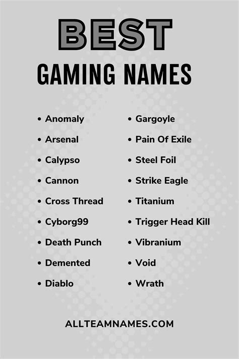 unique names for games