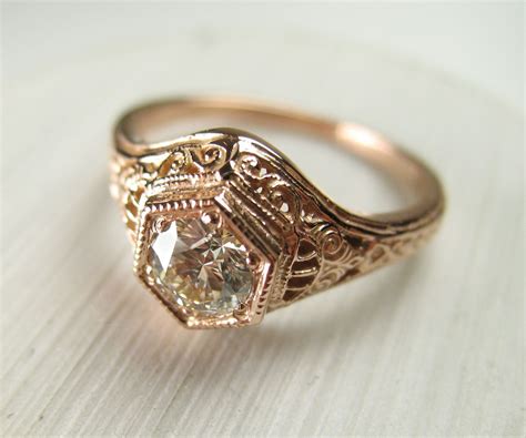 unique vintage rose gold engagement rings