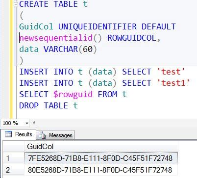 uniqueidentifier data type in sql server example