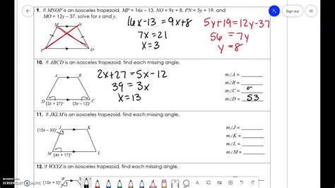 Angles In Quadrilaterals Worksheet Answers