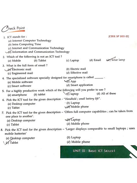 unit 3 basic ict skills class 9 pdf solutions