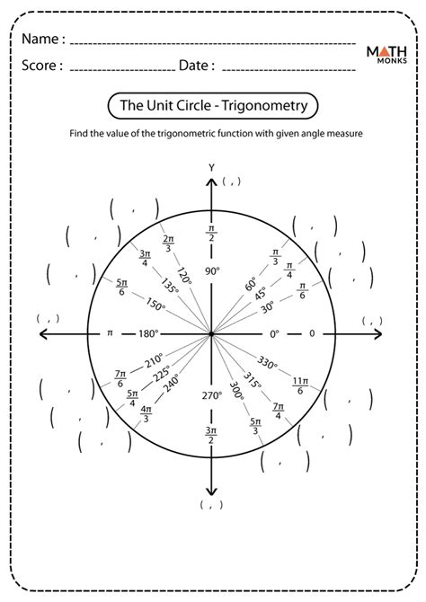 unit circle values practice worksheet