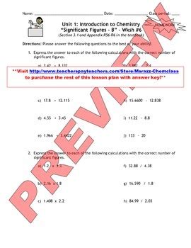 unit introduction to chemistry significant figures in calculations