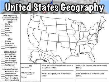 United States Geography Activities For Middle School