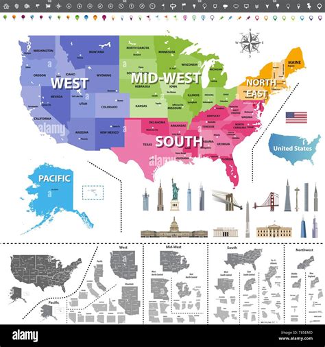 United States Map Colored Regions