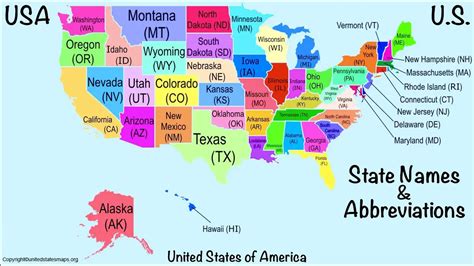United States Map Labeled Abbreviations