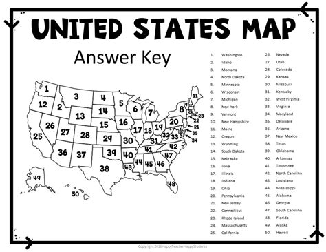 United States Map Practice Answer Key