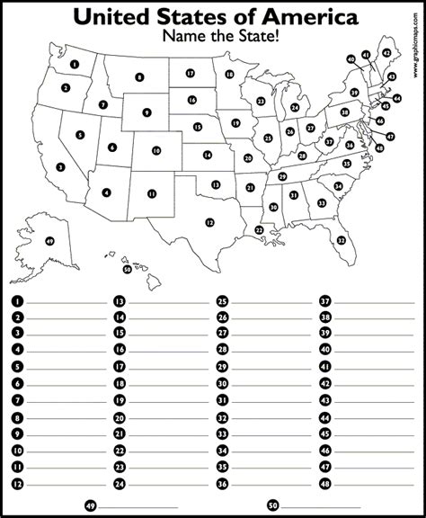 United States Map Test Fill In The Blank