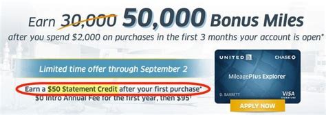 united airlines credit card offers 50000