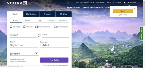 united airlines flights official site booking