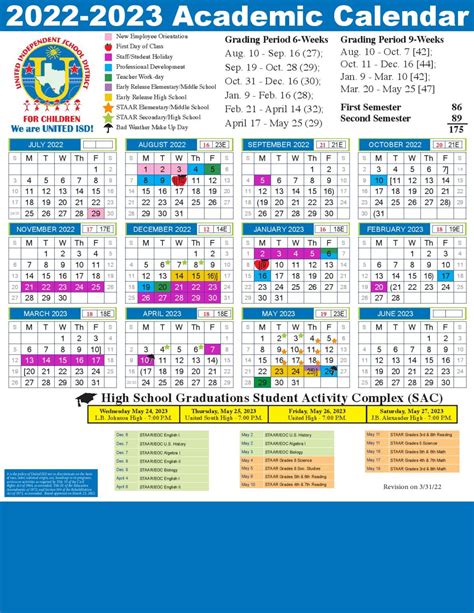 united isd calendar 2022 23