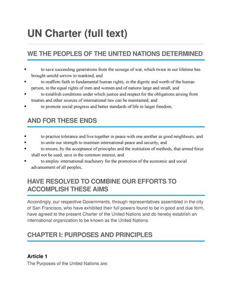 united nations charter summary