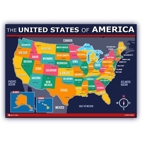 1935 The United States Each State Map Retro Matte Kraft Paper Poster
