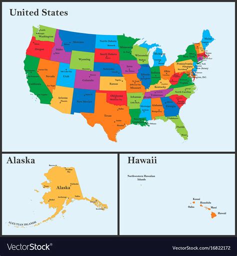 united states map with alaska and hawaii