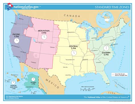 united states of america map with time zones