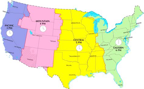 united states time zone map with current time