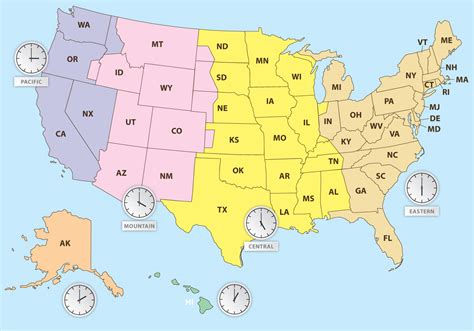 united states time zone map with state names