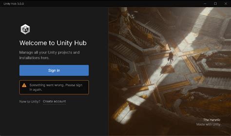 unity hub sign in error