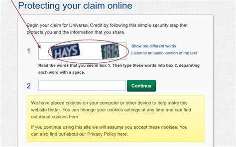 universal credit security code