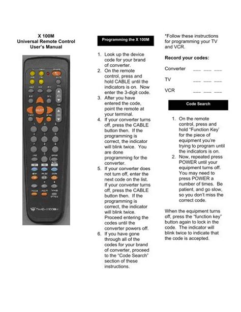 universal remote control user guide
