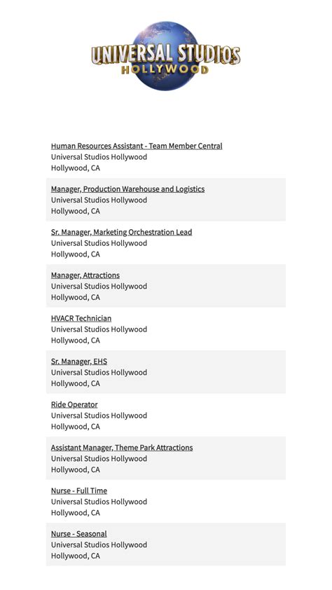 universal studios remote jobs