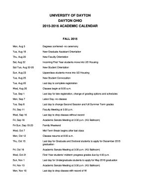 University Of Dayton Calendar 2024-25