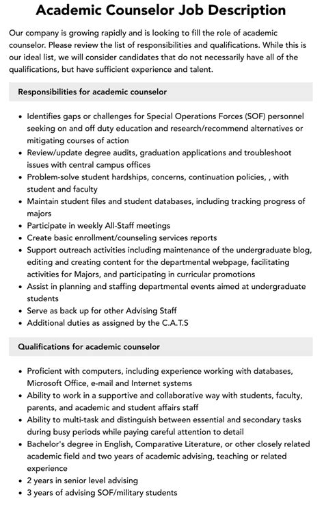 university counsellor job description